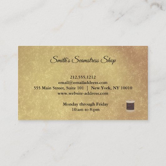 Vintages Seamstress Visitenkarte (Rückseite)