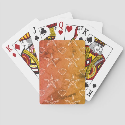 Vintages Seashell Sketch Muster Spielkarten (Rückseite)