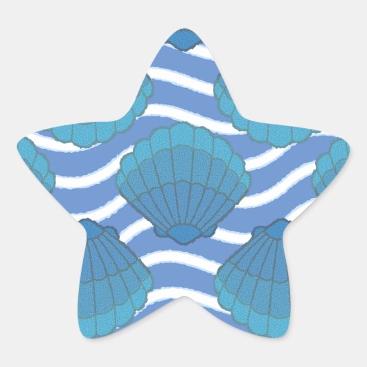 Vintages Seashell- und Wellenmuster Stern-Aufkleber (Vorderseite)