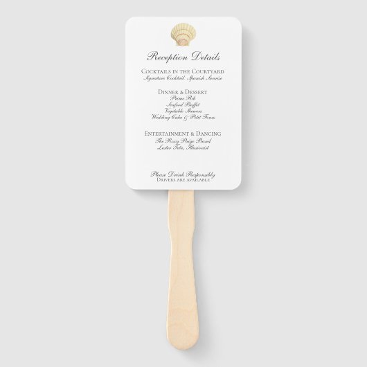 Vintages Seashell Wedding Menu Fächer (Vorderseite)