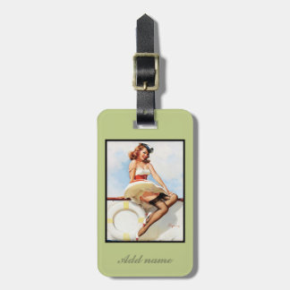 Vintages SeeButton-oben mit prägeartigem Monogramm Gepäckanhänger