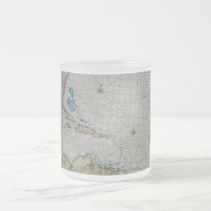 Vintages Seediagramm der Karibischen Meere Mattglastasse