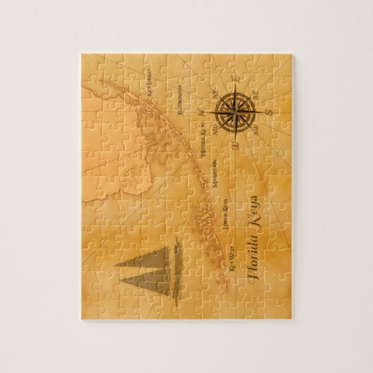 Vintages Seeflorida befestigt Karte Puzzle (Vertikal)