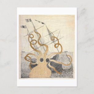 Vintages Seemonster Octopus Postkarte