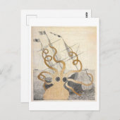 Vintages Seemonster Octopus Postkarte (Vorne/Hinten)