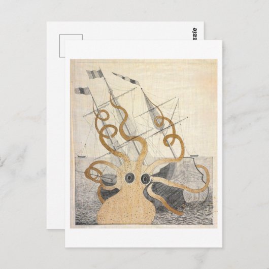 Vintages Seemonster Octopus Postkarte (Vorne/Hinten)