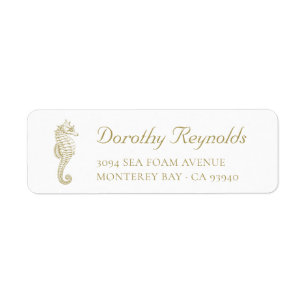 Vintages Seepferd aus verbranntem Gold. Adresse