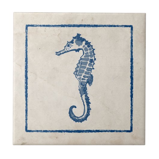 Vintages Seepferd Fliese (Vorderseite)