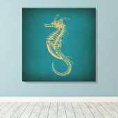 Vintages Seepferd Nautic Ocean Art Reiten Leinwanddruck (Insitu (Holzboden))