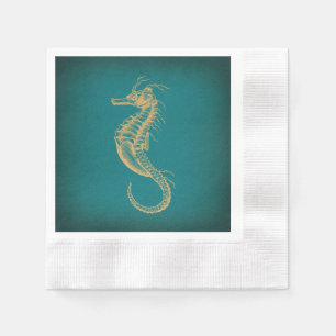 Vintages Seepferd Nautic Ocean Art Reiten Serviette