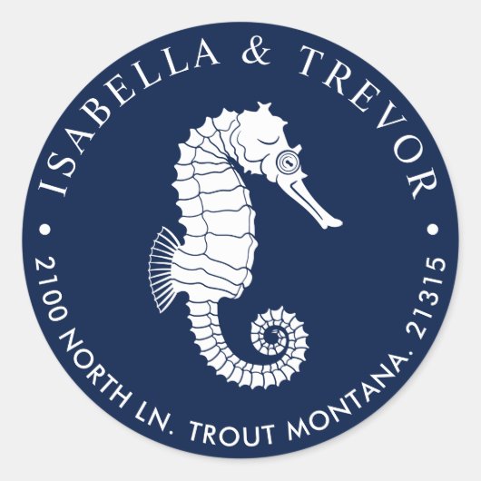 Vintages Seepferd | RÜCKSENDEADRESSE Runder Aufkleber (Vorderseite)