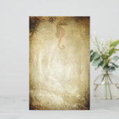 Vintages Seepferd und Bambusspieß Briefpapier (Stehend Vorderseite)