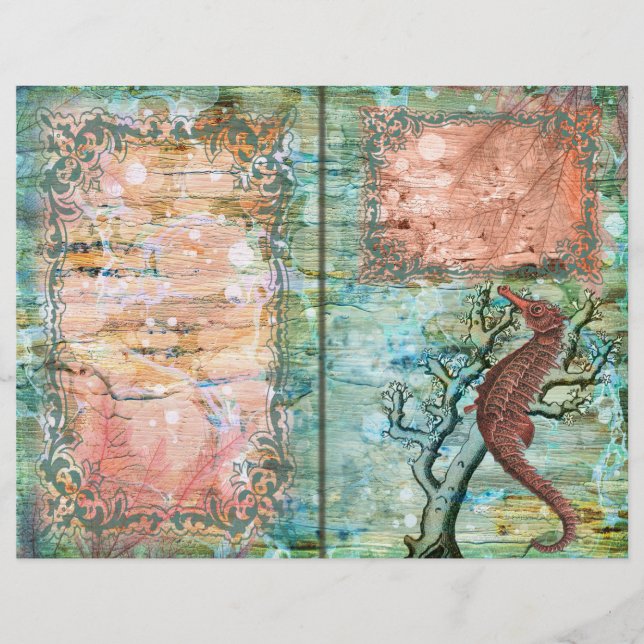 Vintages Seepferd und Lobster-Journal (Vorderseite)