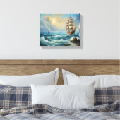 Vintages Seeschiff im Ozean Leinwanddruck (Insitu (Schlafzimmer))