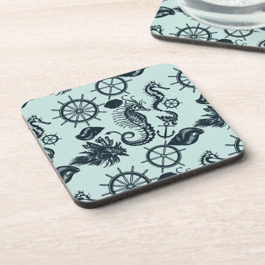 Vintages Seetier-Muster Getränkeuntersetzer (Linke Seite)