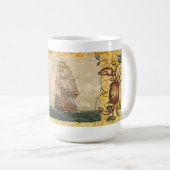 Vintages Segel-Piratenschiff Kaffeetasse (VorderseiteRechts)