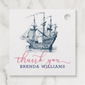 Vintages Segelboot, danke Typografie Geschenkanhänger (Rückseite)