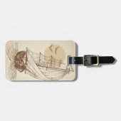 Vintages Segelboot Gepäckanhänger (Vorderseite horizontal)