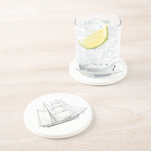 Vintages Segelboot Getränkeuntersetzer (Seite)