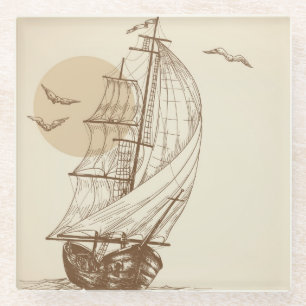 Vintages Segelboot Glasuntersetzer