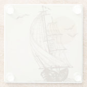 Vintages Segelboot Glasuntersetzer (Rückseite)