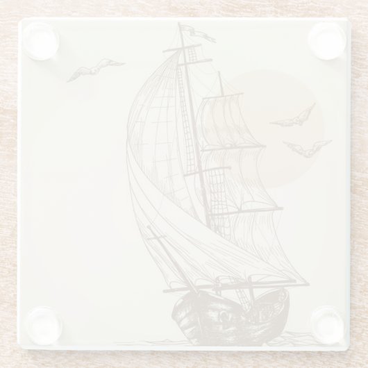 Vintages Segelboot Glasuntersetzer (Rückseite)