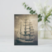 Vintages Segelboot im Nautischen Ozean Postkarte (Stehend Vorderseite)