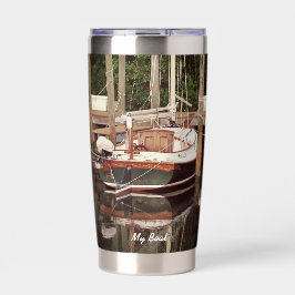 Vintages Segelboot im Tropical Dock - Thermobecher