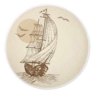 Vintages Segelboot Keramikknauf