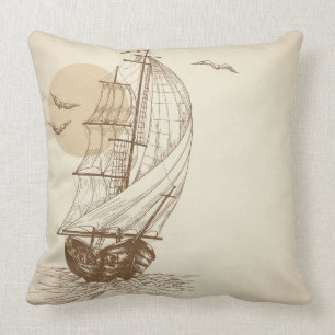 Vintages Segelboot Kissen