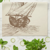 Vintages Segelboot Küchentuch (Gefaltet)