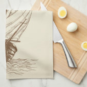 Vintages Segelboot Küchentuch (Viertel Falte)