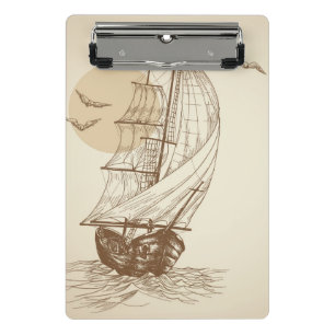 Vintages Segelboot Mini Klemmbrett