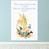 Vintages Segelboot mit Motivationsangebot Leinwanddruck (Insitu (Holzboden))