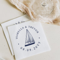 Vintages Segelboot | Nautical Wedding Napkins