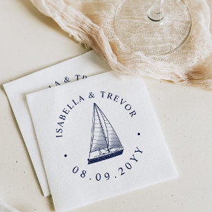 Vintages Segelboot   Nautical Wedding Napkins Serviette