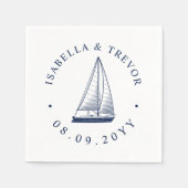Vintages Segelboot | Nautical Wedding Napkins Serviette (Vorderseite)