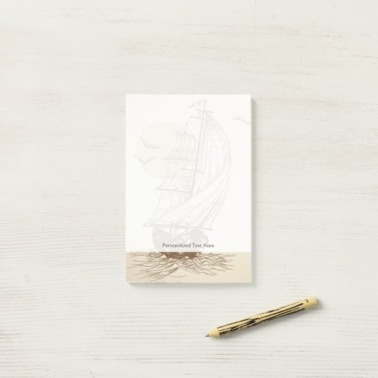 Vintages Segelboot Post-it Klebezettel (Auf Schreibtisch)