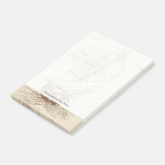 Vintages Segelboot Post-it Klebezettel (angewinkelt)