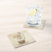 Vintages Segelboot Rechteckiger Pappuntersetzer (Vor Ort)