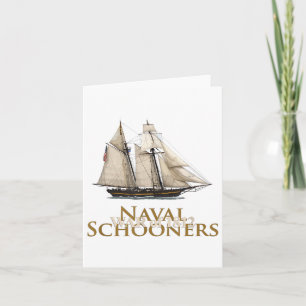 Vintages Segelboot, Schoner, Marineschiff, Krieg v Karte