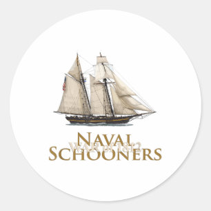 Vintages Segelboot, Schoner, Marineschiff, Krieg v Runder Aufkleber