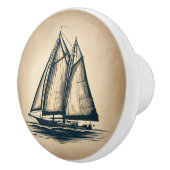 Vintages Segelboot Seefahrt nautisch Keramikknauf (Rechts)