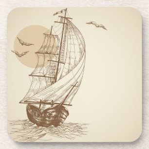 Vintages Segelboot Untersetzer