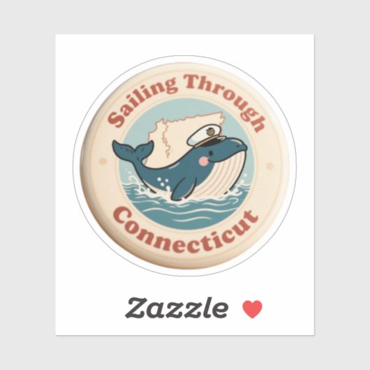 Vintages Segeln durch Connecticut Whale Aufkleber (Blatt)