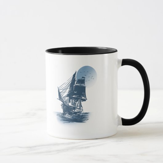Vintages Segelschiff - Farbe wählen Tasse (Rechts)