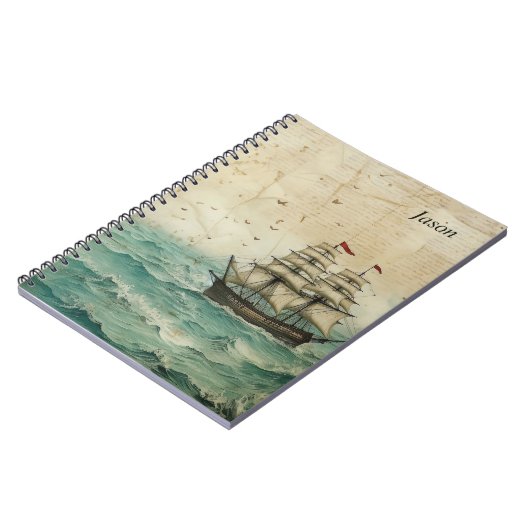 Vintages Segelschiff Notizblock (Linke Seite)