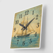 Vintages Segelschiff Uhr Uhr Nautical Square (Winkel)