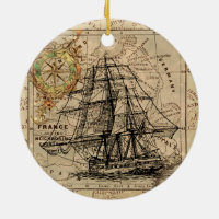 Vintages Segelschiff und alte europäische Karte