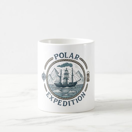 Vintages Segelschiff und Wasserzeichen Kaffeetasse (Mittel)
